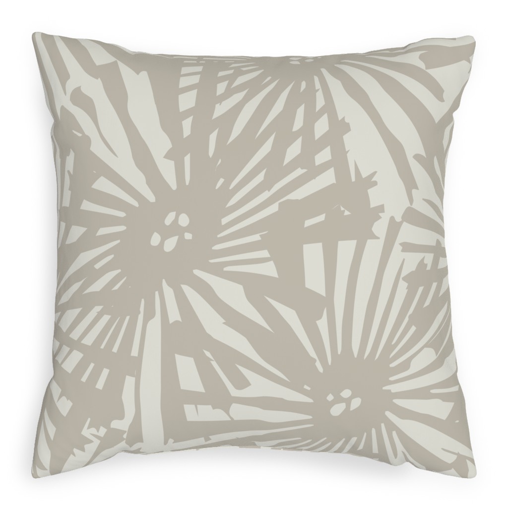 Large Cactus Flower Bloom - Beige Outdoor Pillow, 20x20, Double Sided, Beige