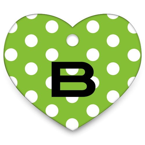 Polka Dots Heart Pet Tag, Green