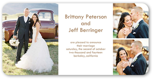 Divine Wedding Announcement, White, Pearl Shimmer Cardstock, Rounded