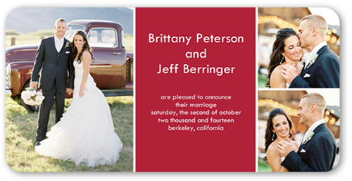 Divine Wedding Announcement, Red, Signature Smooth Cardstock, Rounded