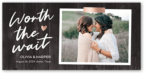 Grove Fun Wedding Announcement, Grey, 4x8 Flat, Pearl Shimmer Cardstock, Square