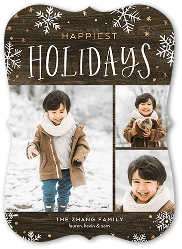 Rustic Winter Holiday Card, Brown, 5x7, Holiday, Signature Smooth Cardstock, Bracket