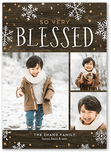 Rustic Winter Holiday Card, Brown, 5x7, Religious, Pearl Shimmer Cardstock, Square