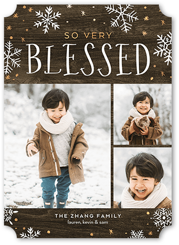 Rustic Winter Holiday Card, Brown, 5x7, Religious, Signature Smooth Cardstock, Ticket