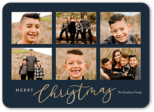 Gleeful Gallery Holiday Card, Blue, 5x7 Flat, Christmas, Signature Smooth Cardstock, Rounded
