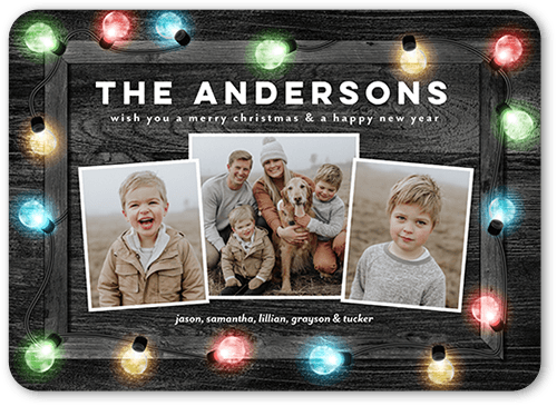 Little Lights Holiday Card, Grey, 5x7 Flat, Write Your Own, Signature Smooth Cardstock, Rounded