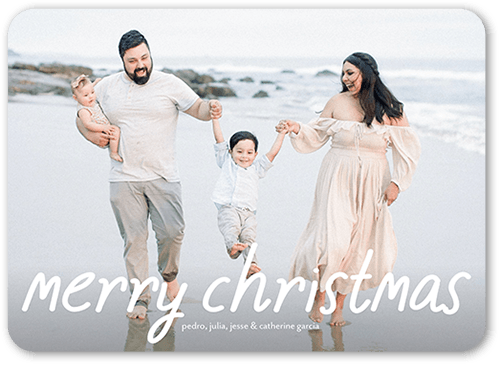 Wholesome Handwriting Holiday Card, White, 5x7 Flat, Christmas, Pearl Shimmer Cardstock, Rounded