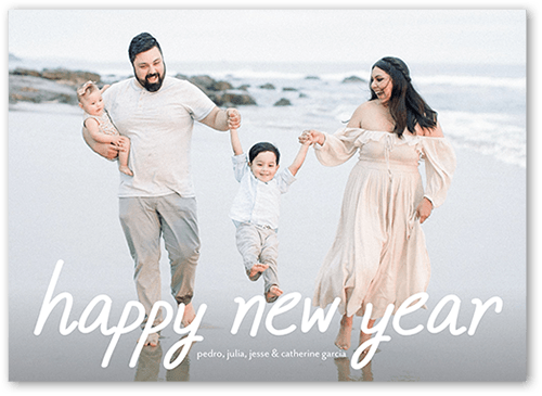 Wholesome Handwriting Holiday Card, White, 5x7 Flat, New Year, Signature Smooth Cardstock, Square