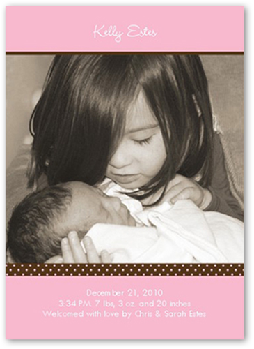 Pacific Portrait Pink Birth Announcement, Pink, Standard Smooth Cardstock, Square