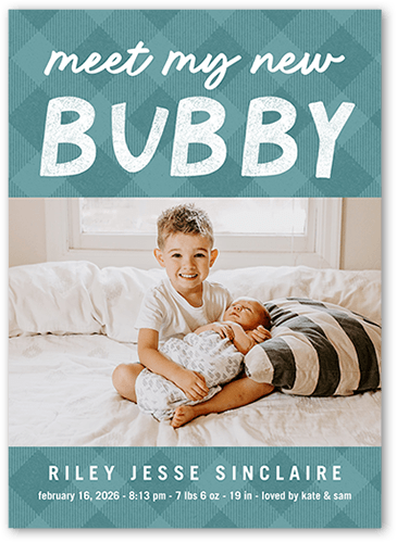 Meet My New Birth Announcement, Blue, 5x7 Flat, Standard Smooth Cardstock, Square, Atmospheric