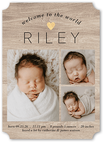 Worldly Welcome Birth Announcement, Beige, 5x7 Flat, Signature Smooth Cardstock, Ticket