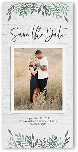 Framed Floral Date Save The Date, Grey, 4x8 Flat, 100% Recycled Cardstock , Square, Cool Gray