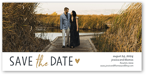 Heartfelt Date Save The Date, White, 4x8 Flat, Signature Smooth Cardstock, Square, White