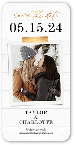 Rustic Washi Save The Date, White, 4x8 Flat, Signature Smooth Cardstock, Rounded, White