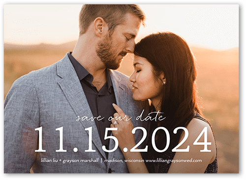 The Big Date Save The Date, White, 5x7 Flat, Standard Smooth Cardstock, Square