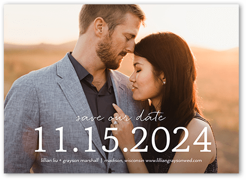 The Big Date Save The Date, White, 5x7 Flat, Luxe Double-Thick Cardstock, Square