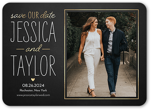 The Big Day Save The Date, Grey, 5x7 Flat, Signature Smooth Cardstock, Rounded