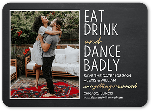 A Merry Moment Save The Date, Grey, 5x7 Flat, Pearl Shimmer Cardstock, Rounded, Charcoal