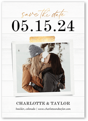 Rustic Washi Save The Date, White, 5x7, Standard Smooth Cardstock, Square