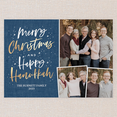 Glad Merry Hanukkah Card, Blue, 5x7 Flat, Hanukkah, Standard Smooth Cardstock, Square, Stormy Blue