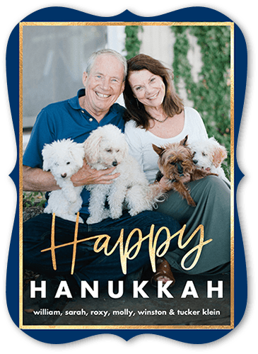 Framed Festivity Hanukkah Card, Blue, 5x7 Flat, Hanukkah, Signature Smooth Cardstock, Bracket