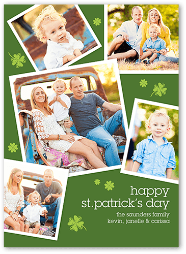 Frames And Clovers St. Patrick's Day Card, Green, Pearl Shimmer Cardstock, Square