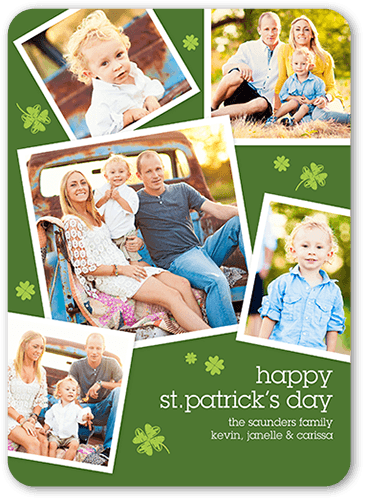 Frames And Clovers St. Patrick's Day Card, Green, Standard Smooth Cardstock, Rounded