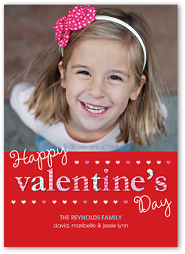 Patterned Valentine Valentine's Card, Red, Pearl Shimmer Cardstock, Square