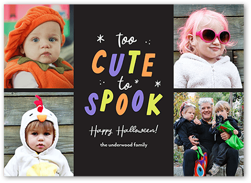 Cute Spook Halloween Card, Grey, 5x7 Flat, Luxe Double-Thick Cardstock, Square