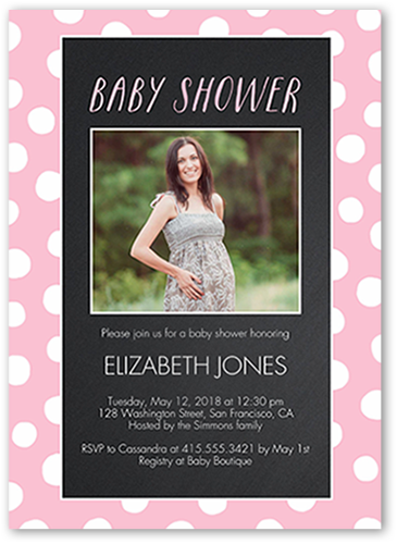 chalkboard dots girl 5x7 baby shower invitation cards  shutterfly