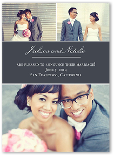 Big Blocks Wedding Announcement, Grey, Luxe Double-Thick Cardstock, Square