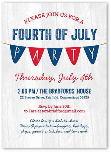 Banner Blowout Summer Invitation, Blue, 5x7 Flat, 100% Recycled Cardstock , Square, Navy