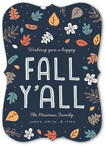 Happy Fall Yall Fall Photo Card, Blue, 5x7 Flat, Signature Smooth Cardstock, Bracket