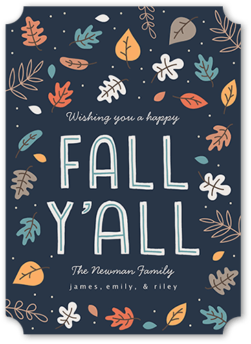 Happy Fall Yall Fall Photo Card, Blue, 5x7 Flat, Signature Smooth Cardstock, Ticket