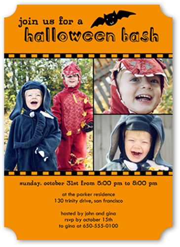 Go Batty Halloween Invitation, Orange, Pearl Shimmer Cardstock, Ticket