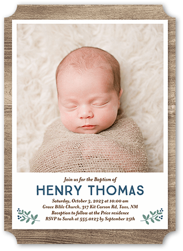 Rustic Family Boy Baptism Invitation, Beige, 5x7 Flat, Signature Smooth Cardstock, Ticket