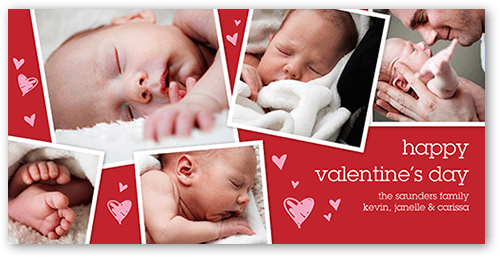 Cute Heart Collage Valentine's Card, Square Corners
