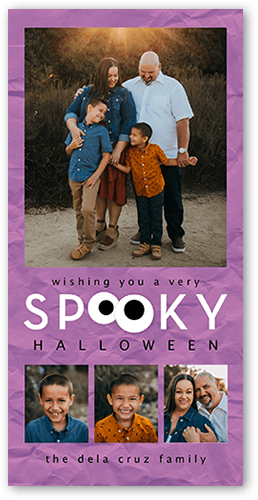 Googly Spooky Halloween Card, Purple, 4x8 Flat, Standard Smooth Cardstock, Square, Crocus