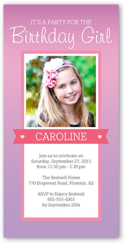 birthday template card baby 1st Teen Girls  Party Banner Shutterfly Time Invitations Birthday