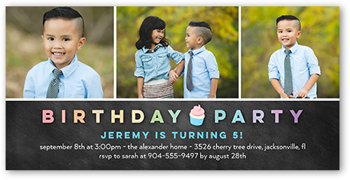 Cupcake Party Birthday Invitation, Grey, Signature Smooth Cardstock, Square