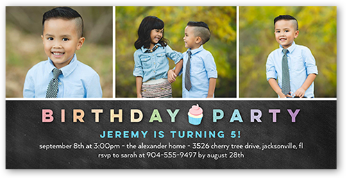 Cupcake Party Birthday Invitation, Grey, 100% Recycled Cardstock , Square
