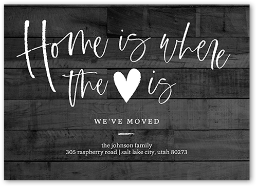 Heart Home Moving Announcement, Gray, 5x7 Flat, 100% Recycled Cardstock , Square, Gray