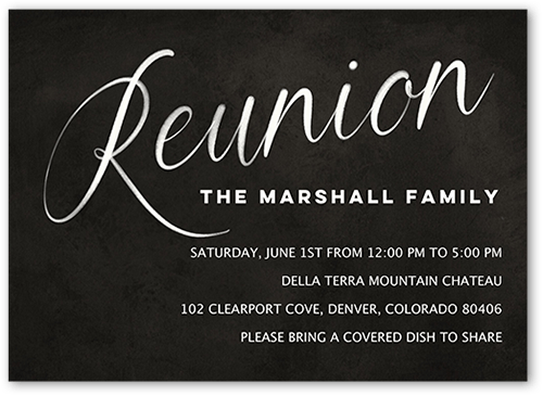 Simple Reunion Party Invitation, Black, 5x7 Flat, 100% Recycled Cardstock ?, Square