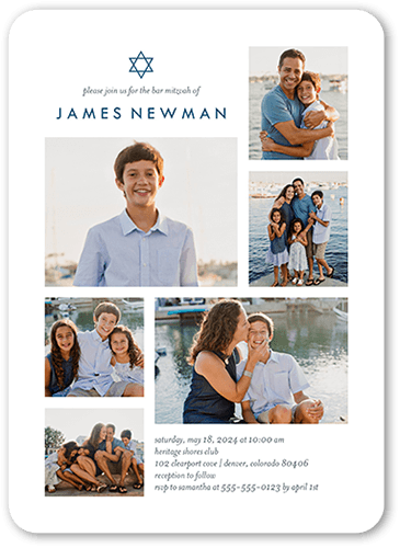 Simple Grid Bar Mitzvah Invitation, Rounded Corners