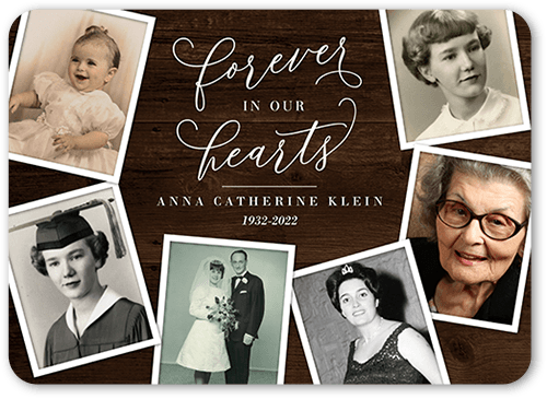 Forever In Our Hearts Sympathy Card, Brown, 5x7 Flat, Pearl Shimmer Cardstock, Rounded