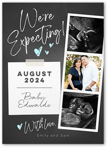 A Little Reminder Pregnancy Announcement, Blue, 5x7 Flat, Luxe Double-Thick Cardstock, Square