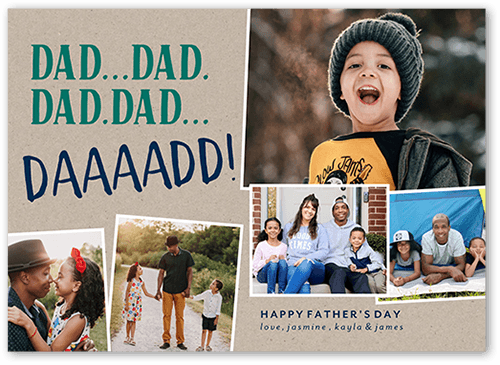 Calling Dad Father's Day Card, Blue, 5x7 Flat, 100% Recycled Cardstock , Square