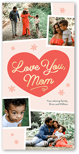Iconic Heart Mother's Day Card, Pink, 4x8 Flat, Signature Smooth Cardstock, Square