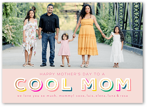 Cool Mom Mother's Day Card, Pink, 5x7 Flat, Standard Smooth Cardstock, Square