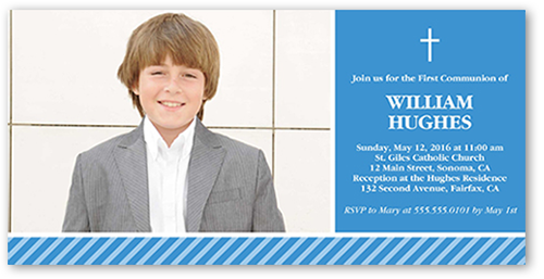 Classic Communion Boy Communion Invitation, Blue, 100% Recycled Cardstock , Square, Blue